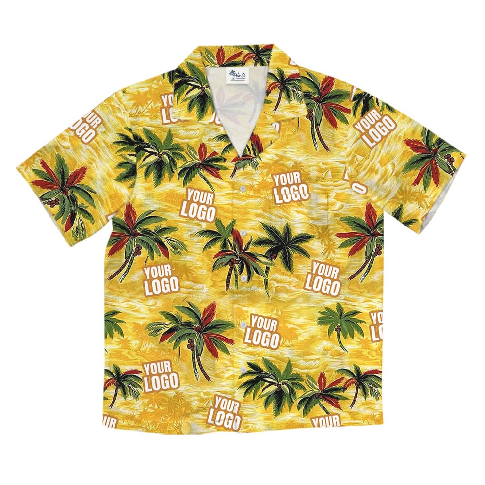 Custom Logo Yellow Tropical Sunset Hawaiian Shirt
