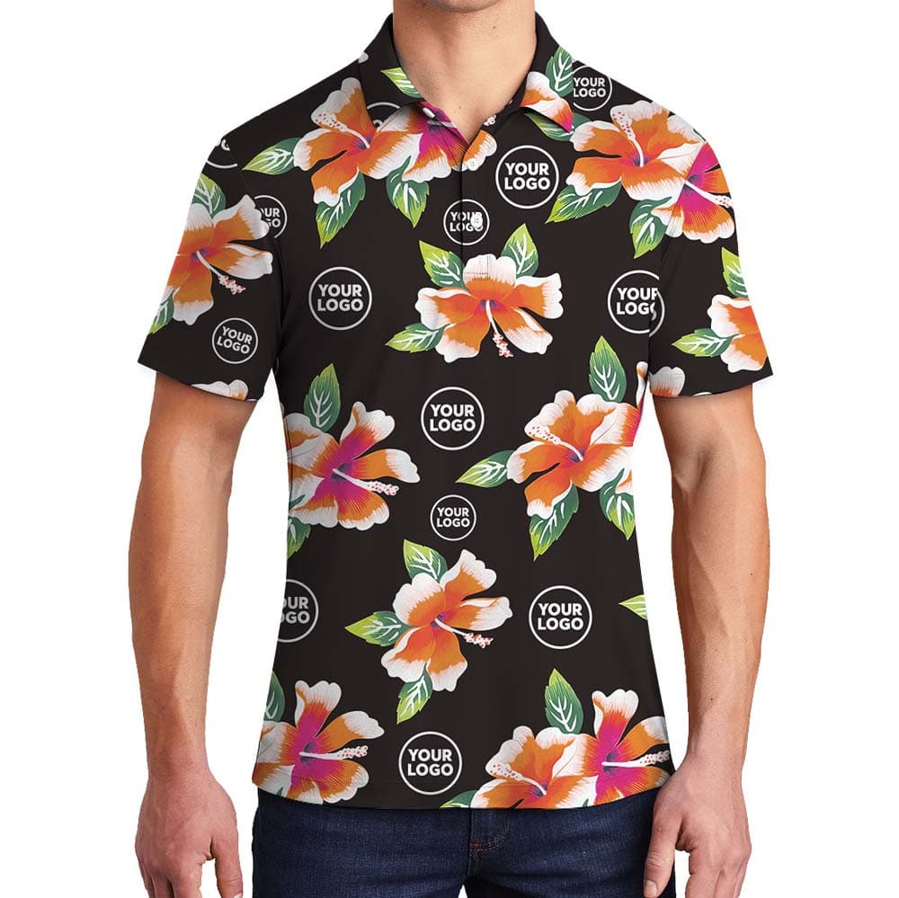 Custom Multiple Logo Black Polo Shirt For Group
