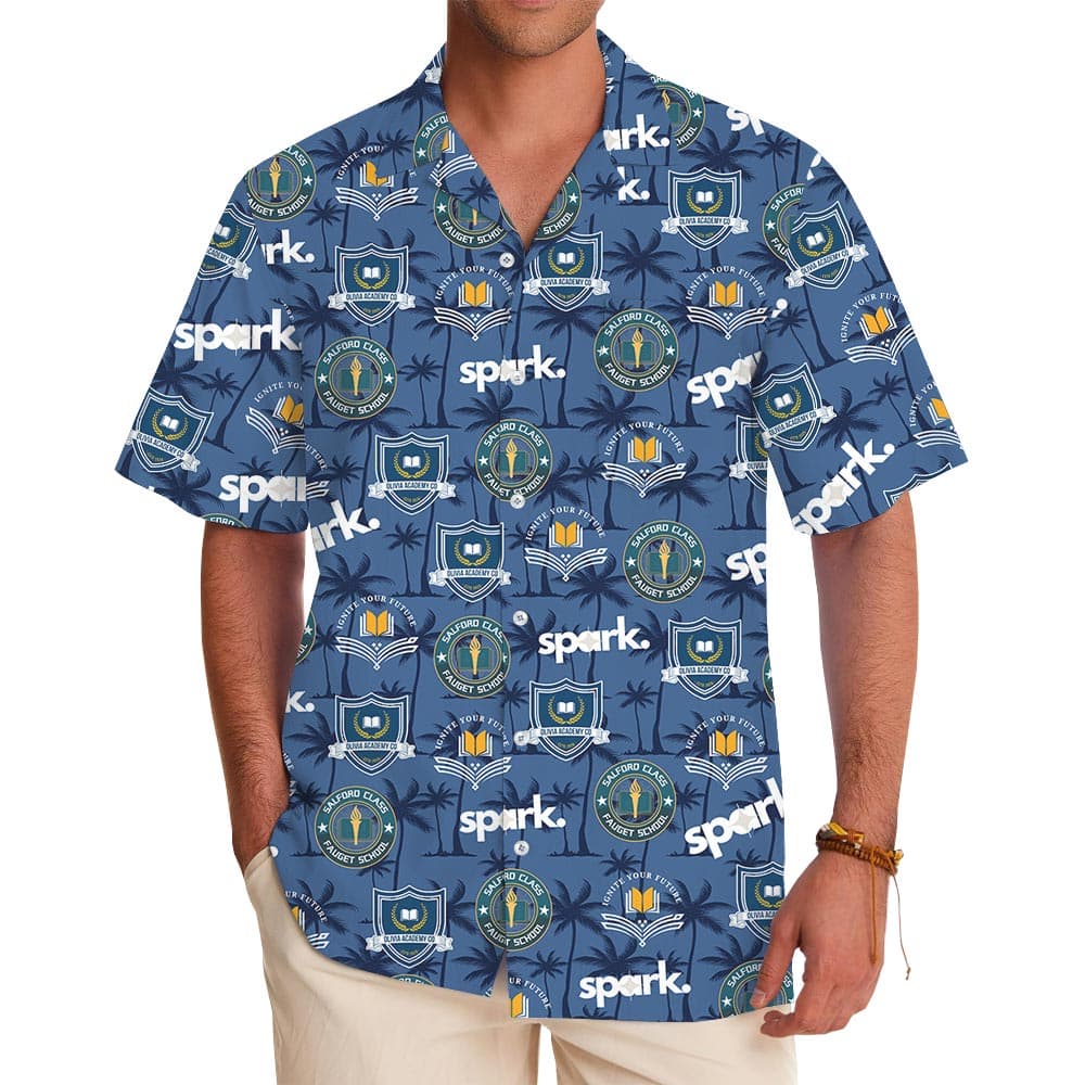Custom Multiple Logo Palm Tree Hawaiian Shirt