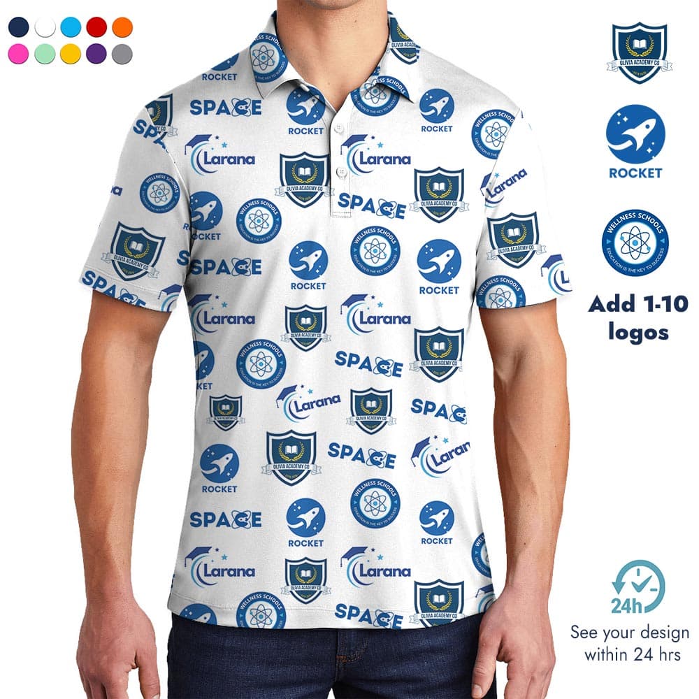Custom Multiple Logos Polo Shirt With Preview