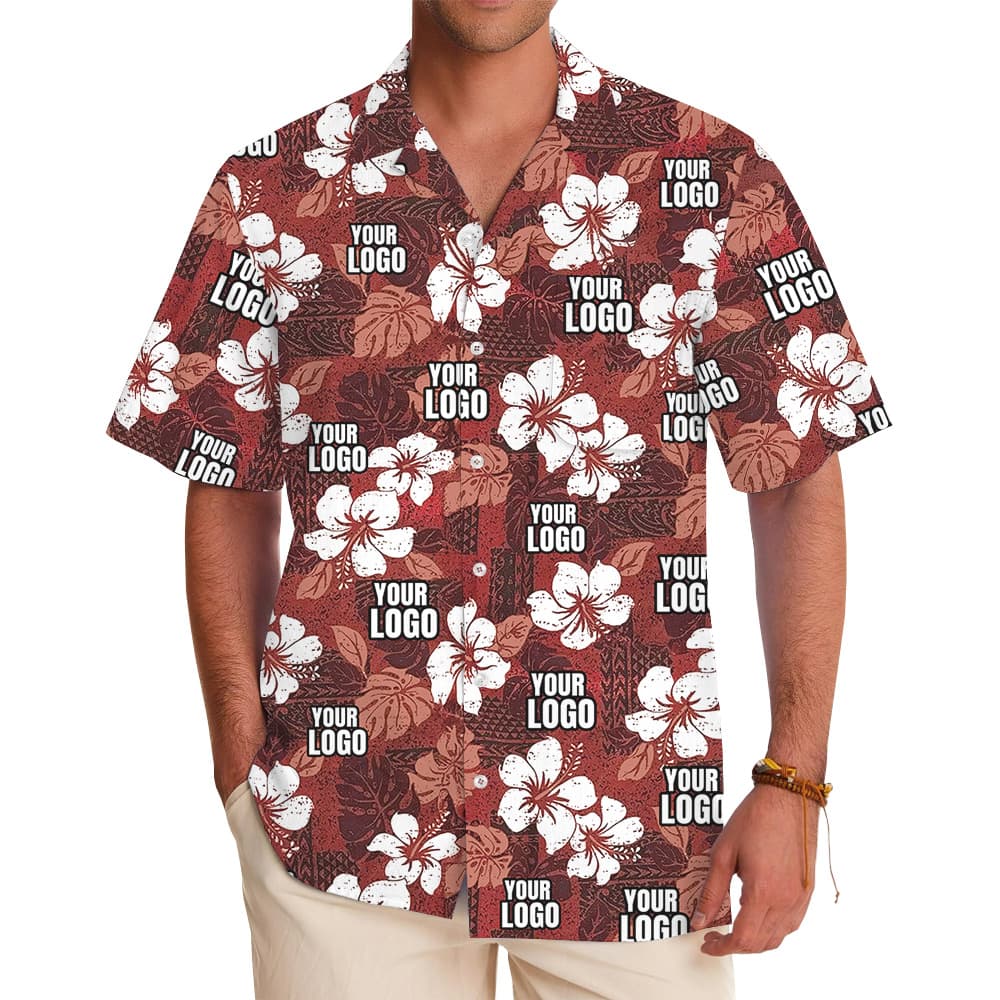 Custom Multiple Logos Vintage Floral Hawaiian Shirt