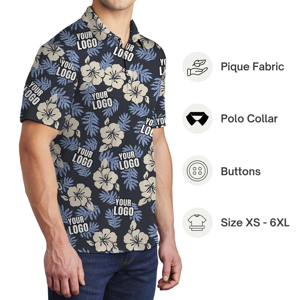 Custom Multiples Logo Vintage Floral Polo Shirt