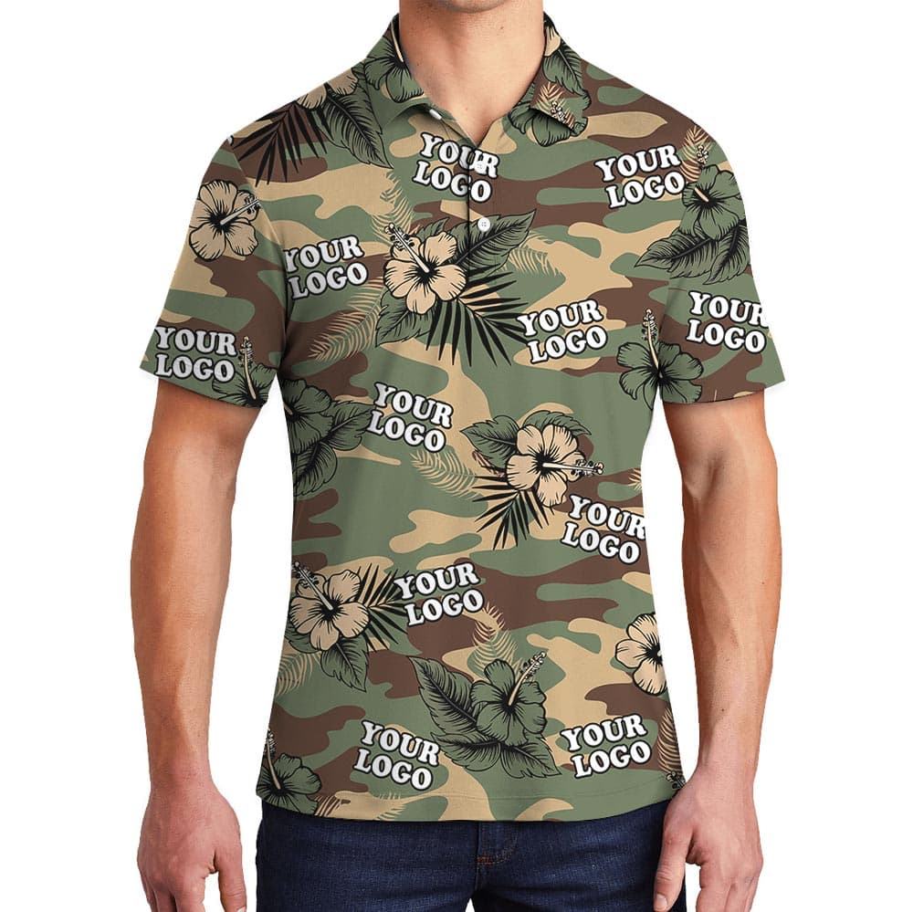 Custom Unit Logo Camouflage Military Aloha Shirt Polo