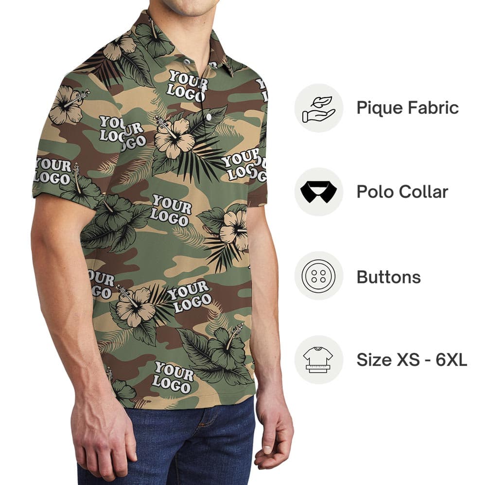 Custom Unit Logo Camouflage Military Aloha Shirt Polo (3)