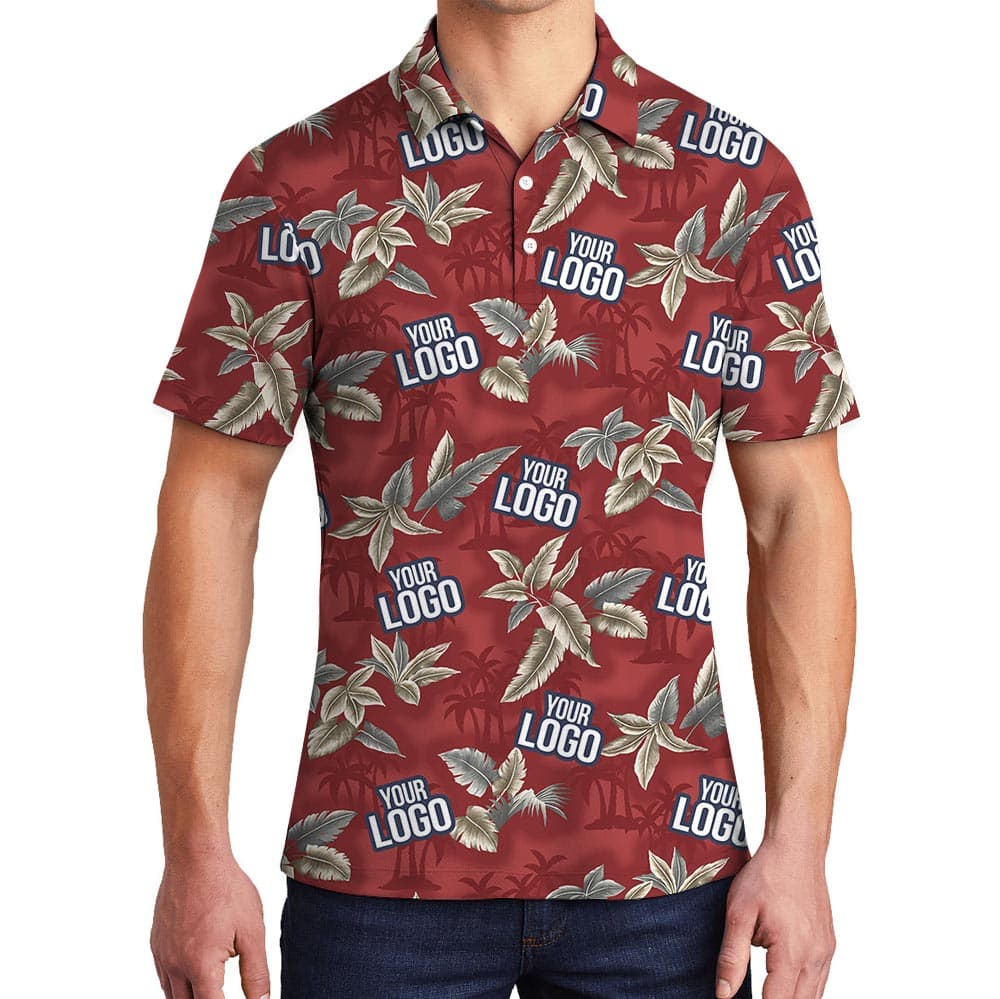 Custom Your Logo Red Tropical Polo For Team
