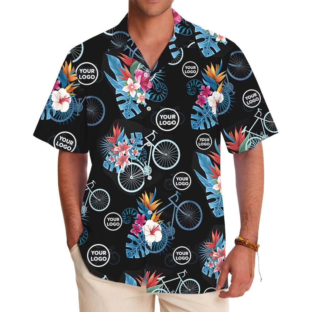 Cycling Hawaiian Shirt With Custom Logos