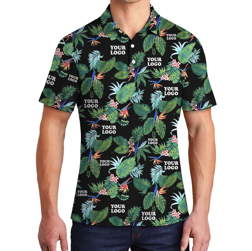 Emerald Oasis Black Collared Polo Shirt With Custom Logo