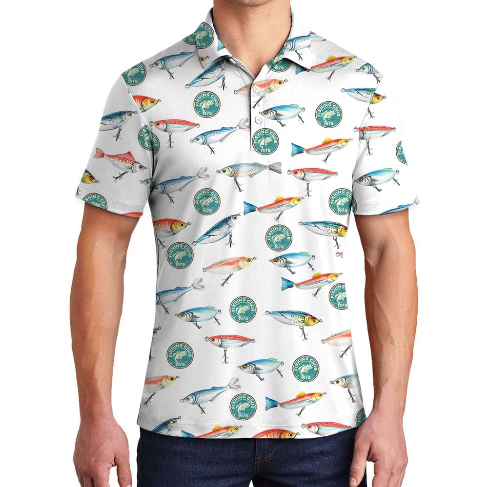 Fishing And Logo Custom Polo Shirt In White