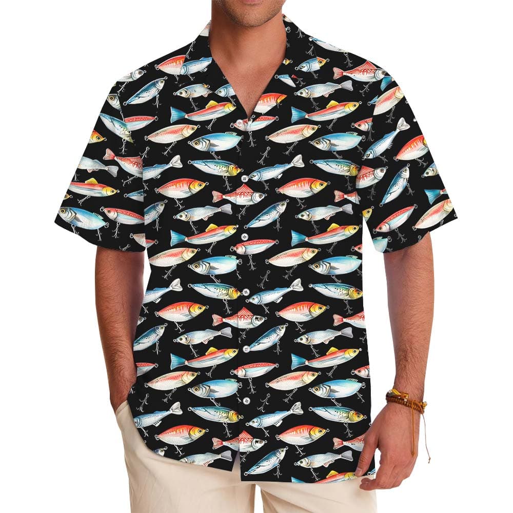 Fishing Lover Black Button Up Shirt1