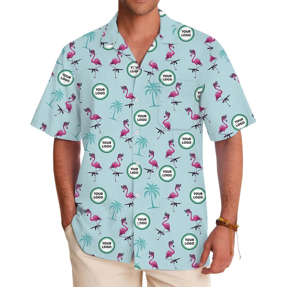 Flamingo Tactical Hawaiian Shirt With Custom Logo