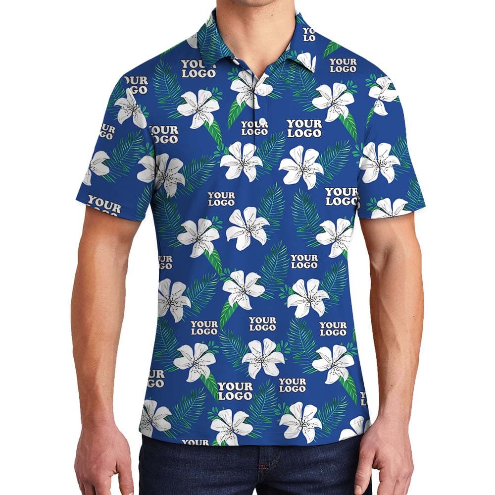 Floral Company Logo Uniform Collared Polo Shirt