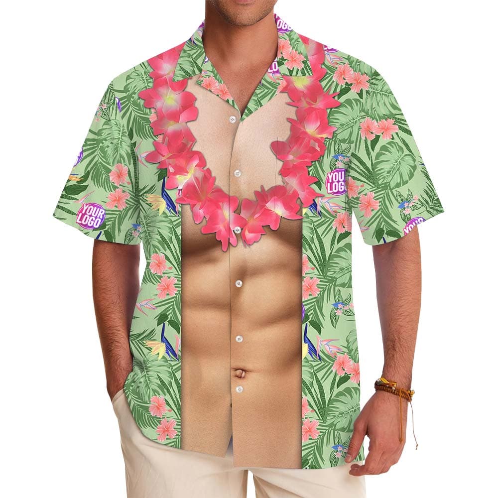 Funny Abs Blue Hawaiian Shirt With Custom Logo