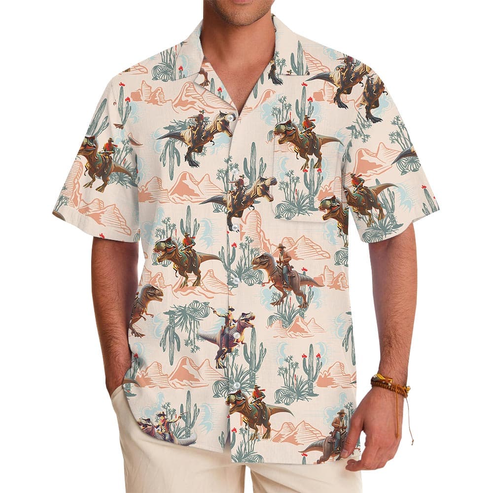 Funny Cowboy Dinosaur Hawaiian Shirt