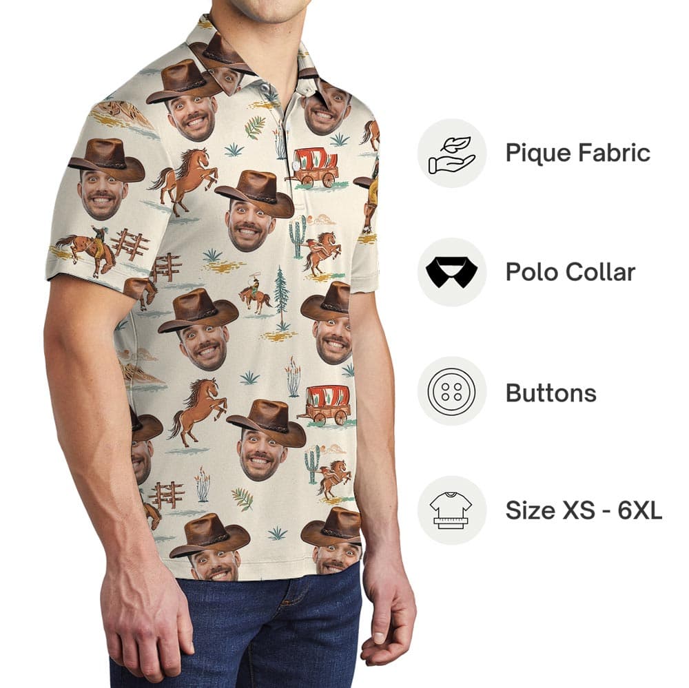 Funny Custom Cowboy Face Polo Shirt For Men Women (3)