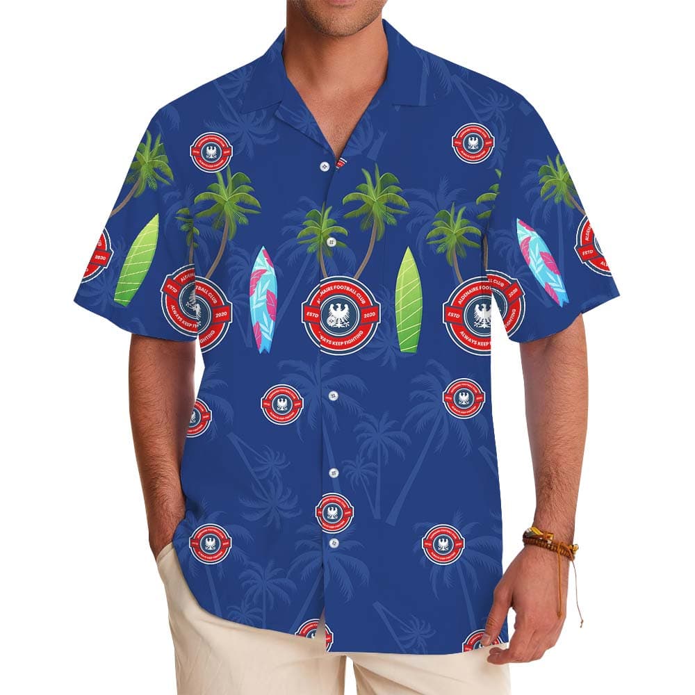 Surfing Navy Hawaiian Shirt With Custom Logo