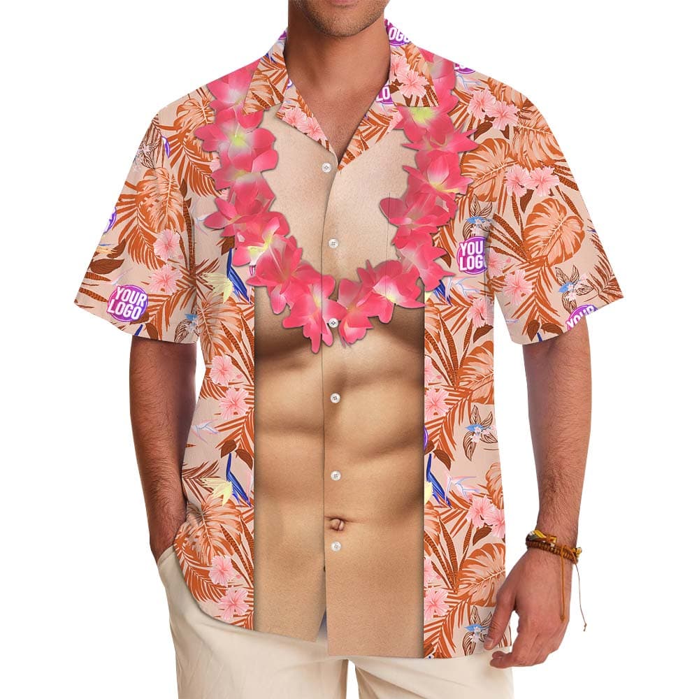 Funny Orange Hawaiian Shirt With Custom Logo