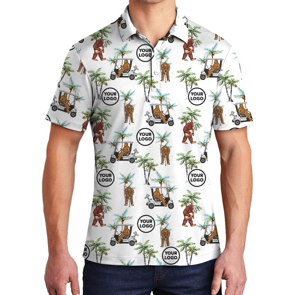 Golfing Sasquatch Collared Polo Shirt With Logo