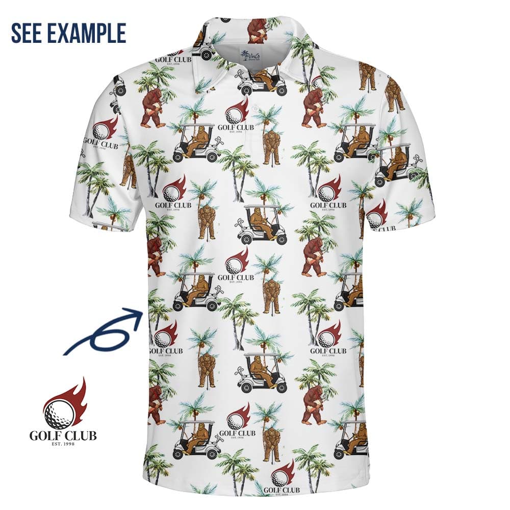 Golfing Sasquatch Collared Polo Shirt With Logo