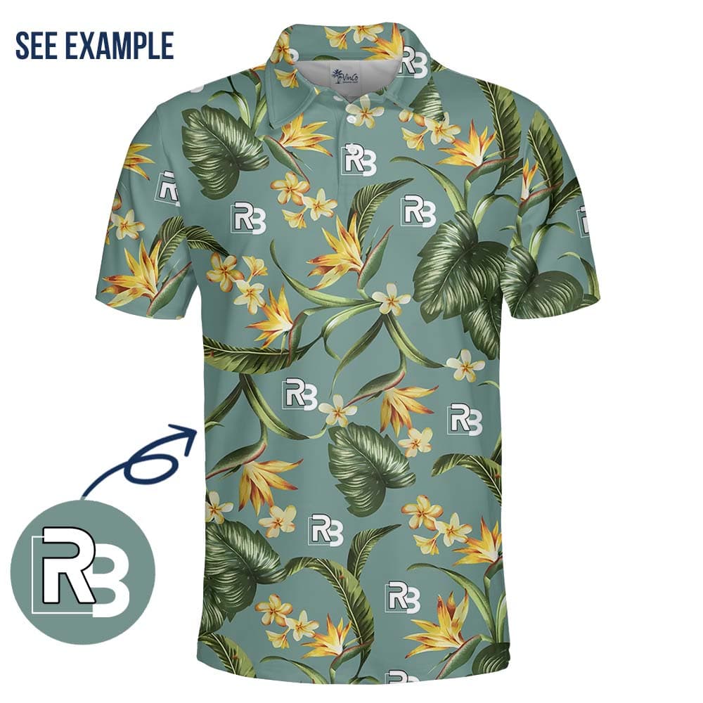 Green Tropical Company Collared Polo Shirt With Custom Logo