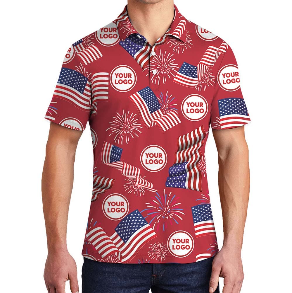 Custom Logo Fourth Of July Red Hawaiian Shirt