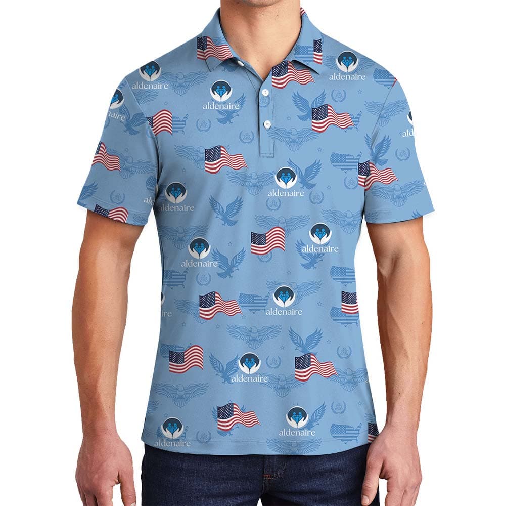 Independent Day Blue Polo Shirt With Custom Logo