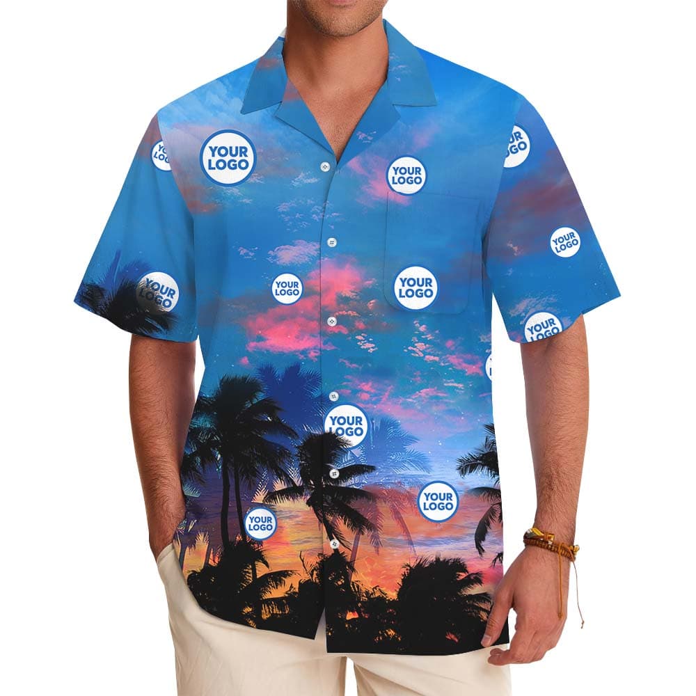 Island Sunset Custom Logo Hawaiian Shirt For Branding