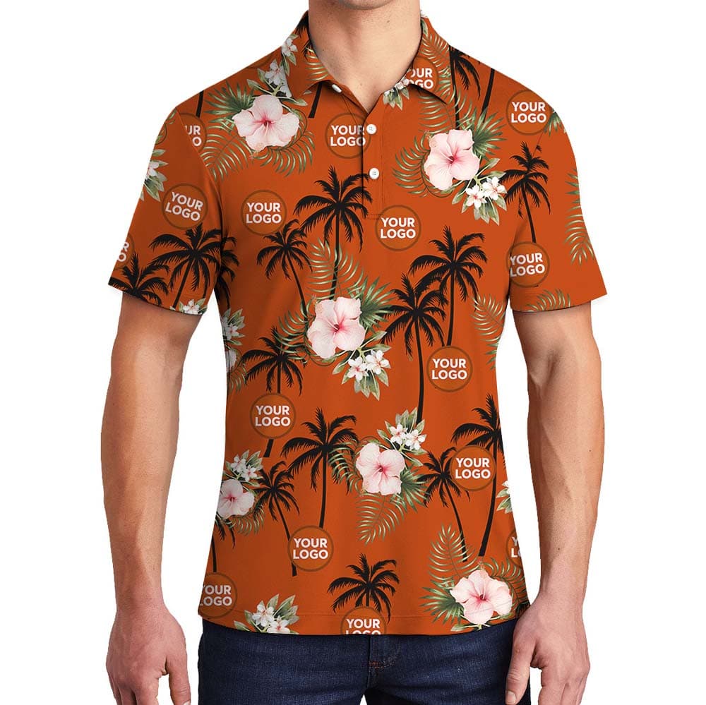 Island Sunset Fiesta Collared Polo Shirt With Company Logo