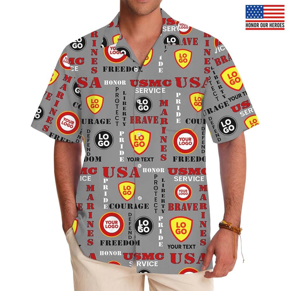 Marine Corps Hawaiian Shirt With Custom Logo