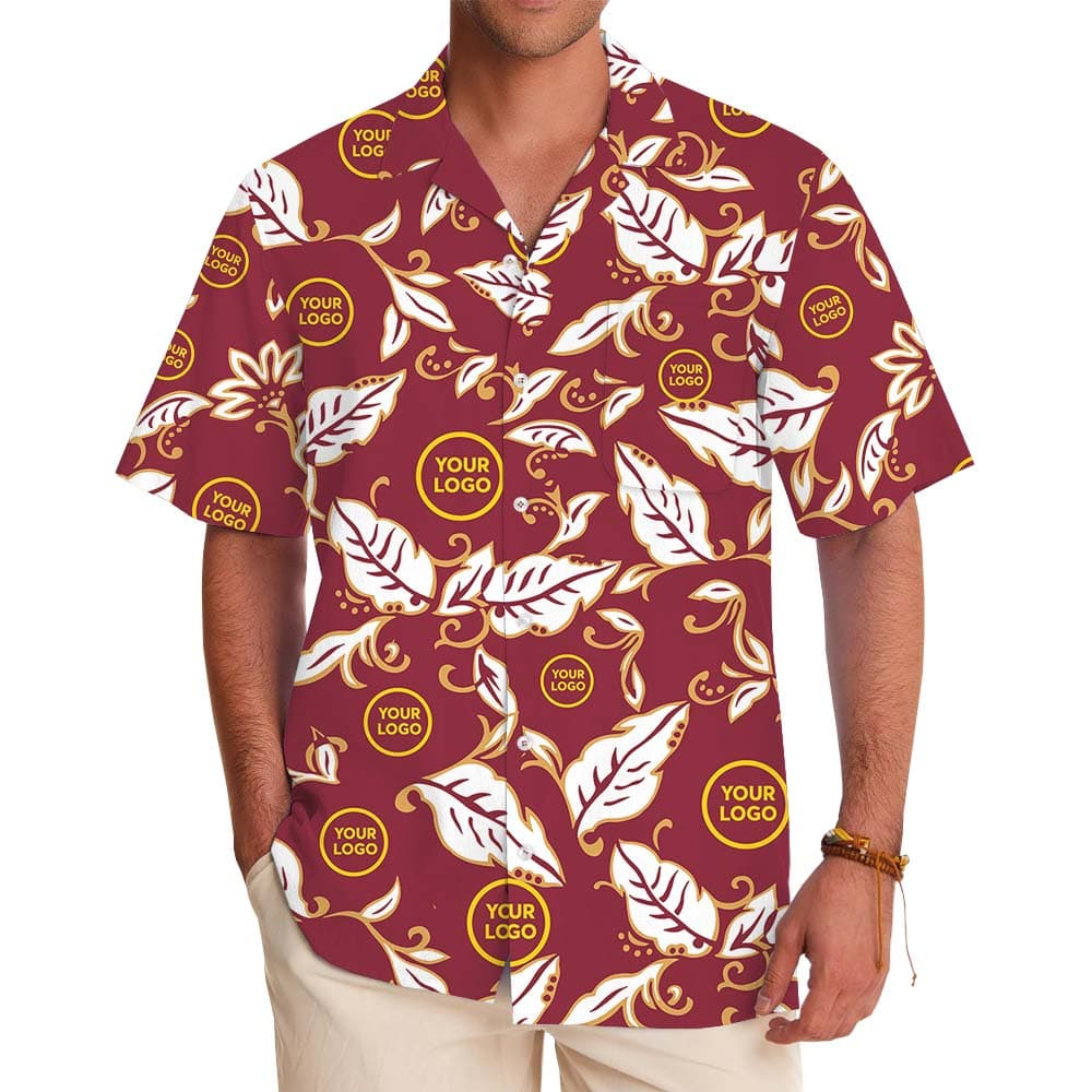 Maroon Majesty Aloha Shirt With Custom Logo