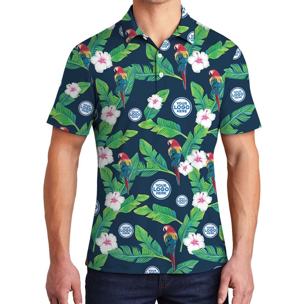 Midnight Jungle Party Collared Polo Shirt With Logo