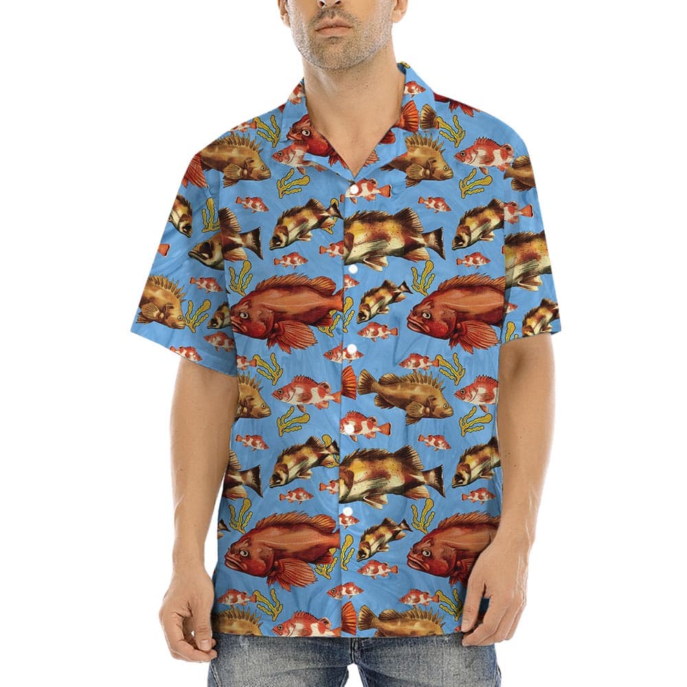 Orange Fish Blue Ocean Hawaiian Shirt