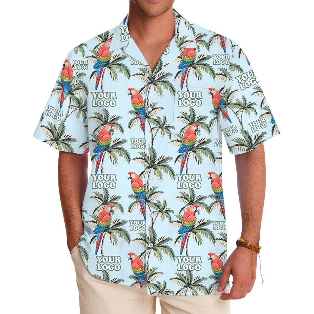 Palm Tree Parrot Hawaiian Shirt With Custom Logo1