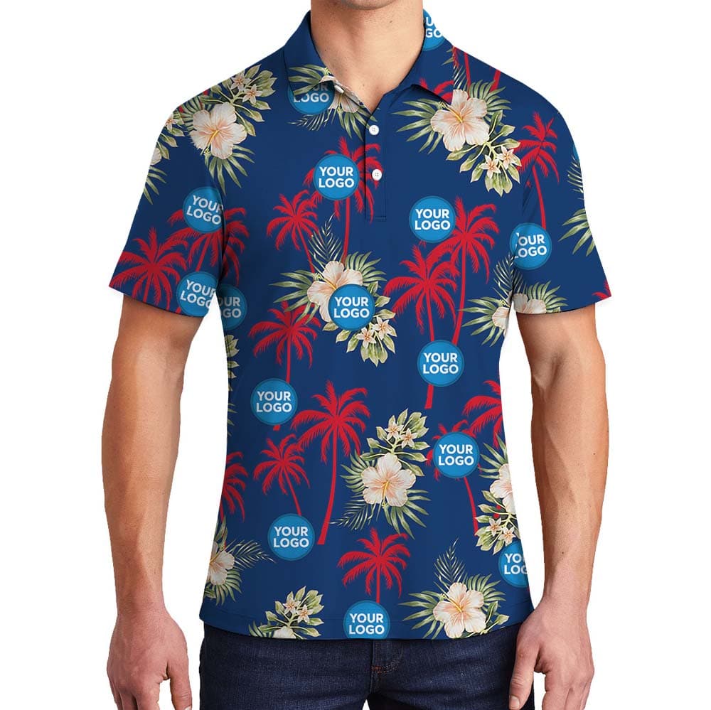 Palm Trees and Hibiscus Custom Polo Shirt For Your Brand