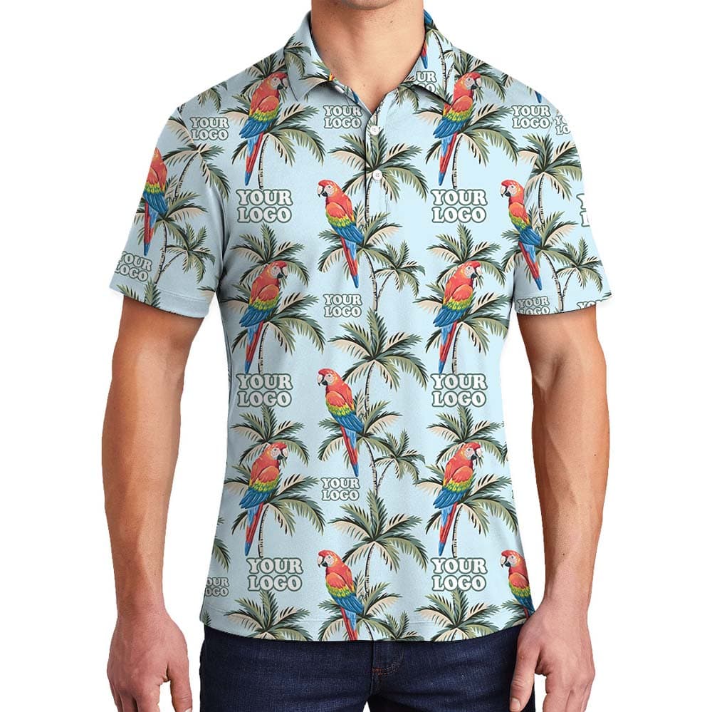 Parrot Beach Vibe Collared Polo Shirt With Custom Logo
