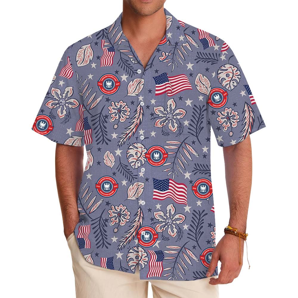 Patriotic Aloha Shirt With Your Custom Logo