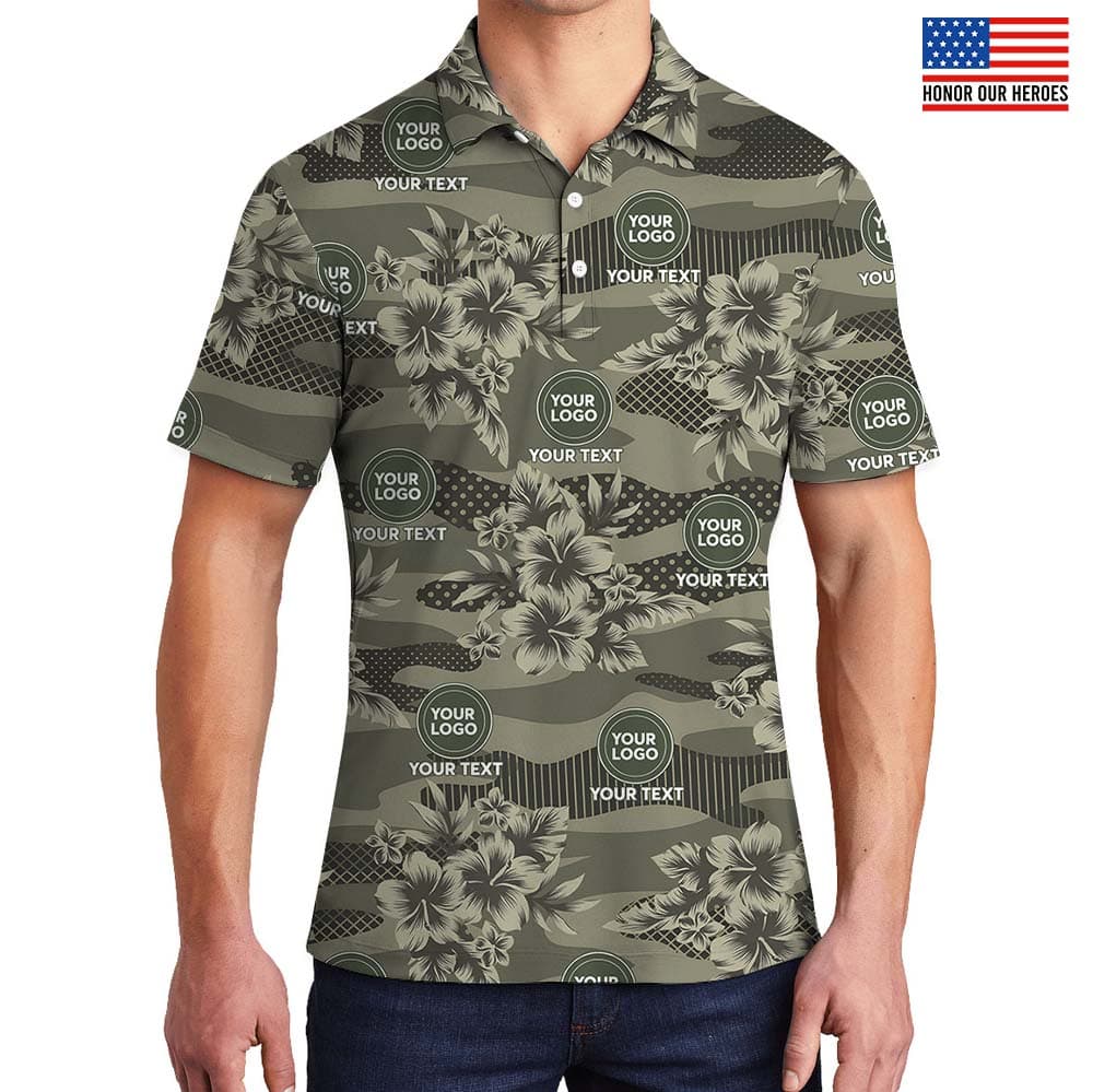 Patriotic Camo Custom Logo Polo Shirt