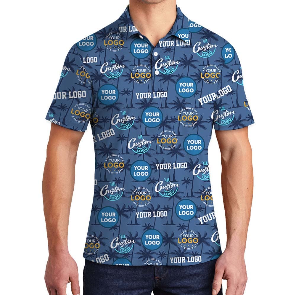 Personalized Beach Theme Polo Shirt With Multiple Logos