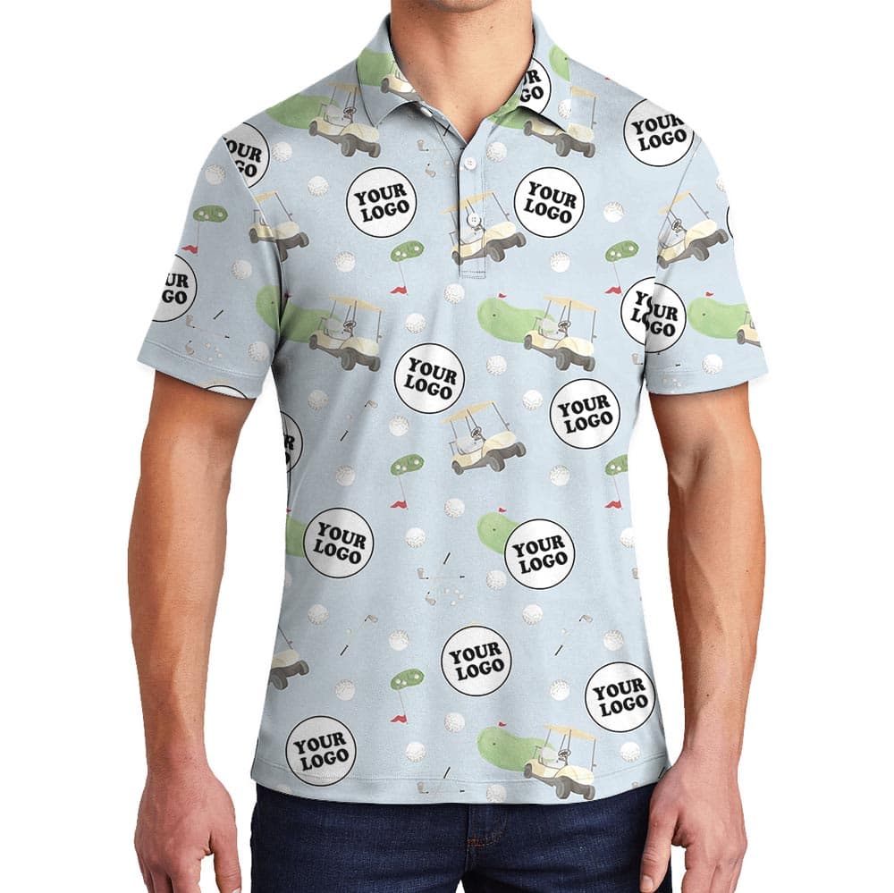 Personalized Gold Polo Shirt With Multiple Logos