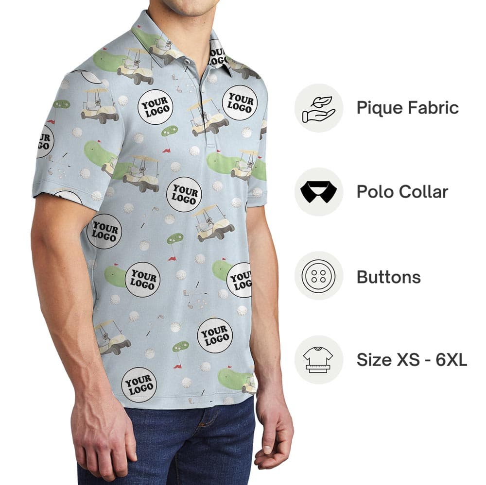 Personalized Gold Polo Shirt With Multiple Logos