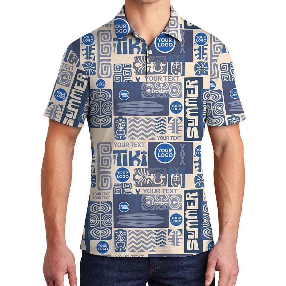 Personalized Logo And Text Tiki Summer Polo Shirt