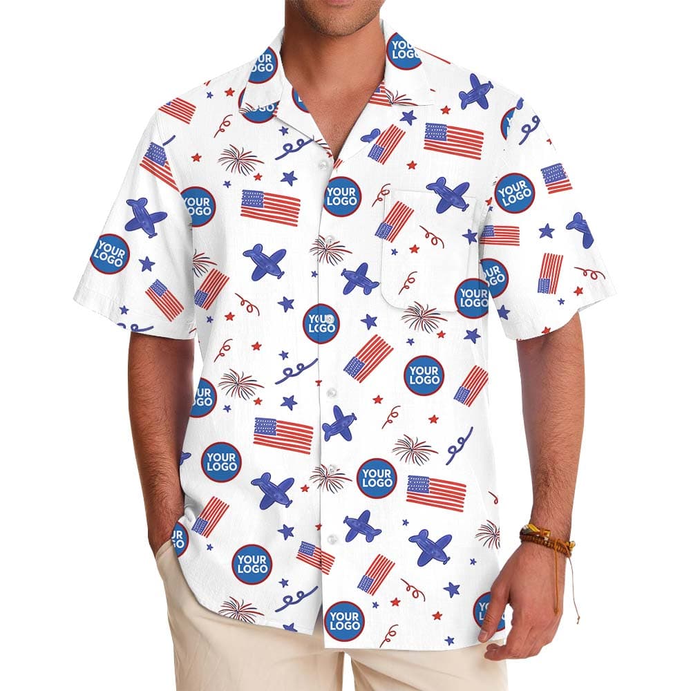 Personalized Logo Hawaiian Shirt With USA Flag Print
