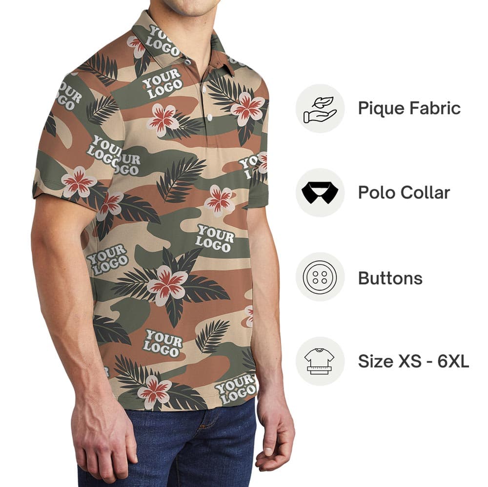 Personalized Military Army Logo Hawaiian Polo Shirt
