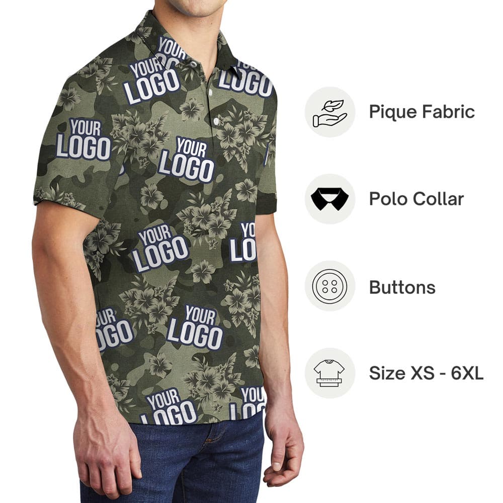 Personalized Military Tropical Polo Shirt Camouflage Theme