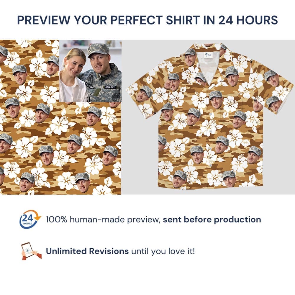 Personalized Soldier Photo Military Camouflage Tropical Shirt