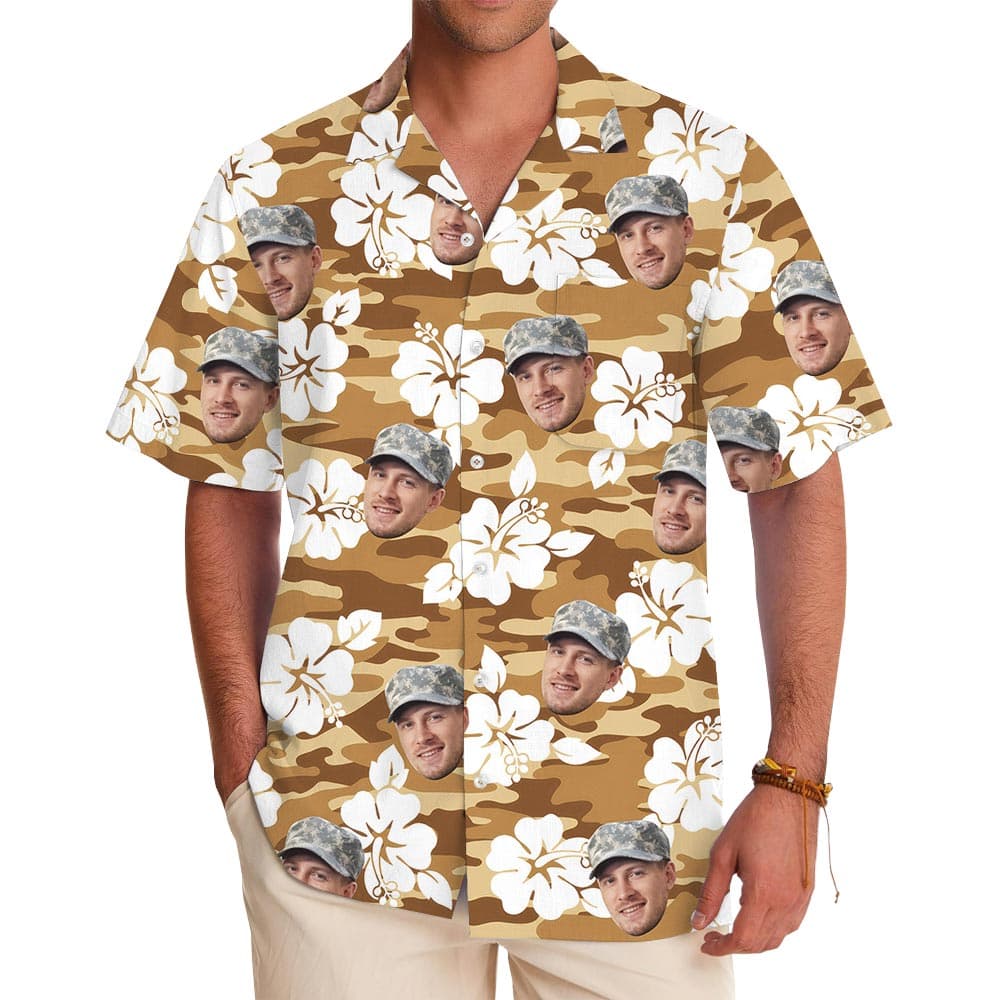 Personalized Soldier Photo Military Camouflage Tropical Shirt