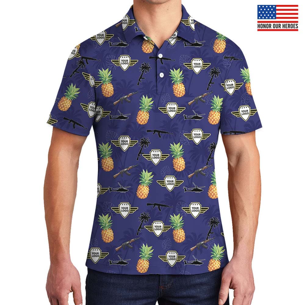 Personalized Tactical Collared Polo Shirt With Pineapple Print