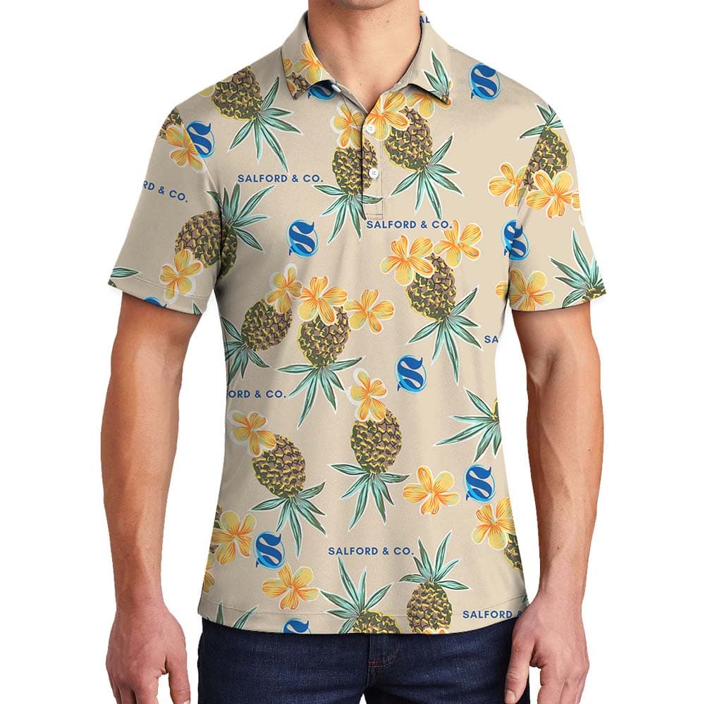 Pineapple Summer Polo Collared Shirt With Custom Logo