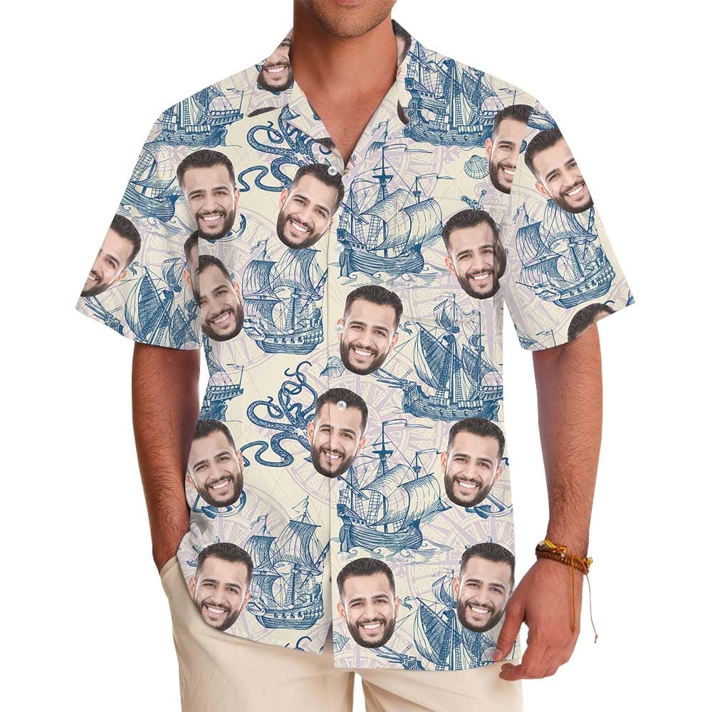 Sailing Smiles Hawaiian Shirt With Custom Face Or Logo