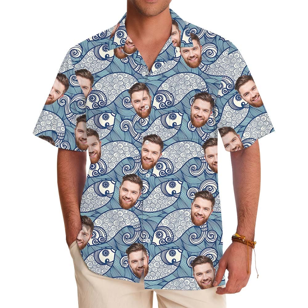 Sea Soul Custom Face Button Up Shirt With Preview