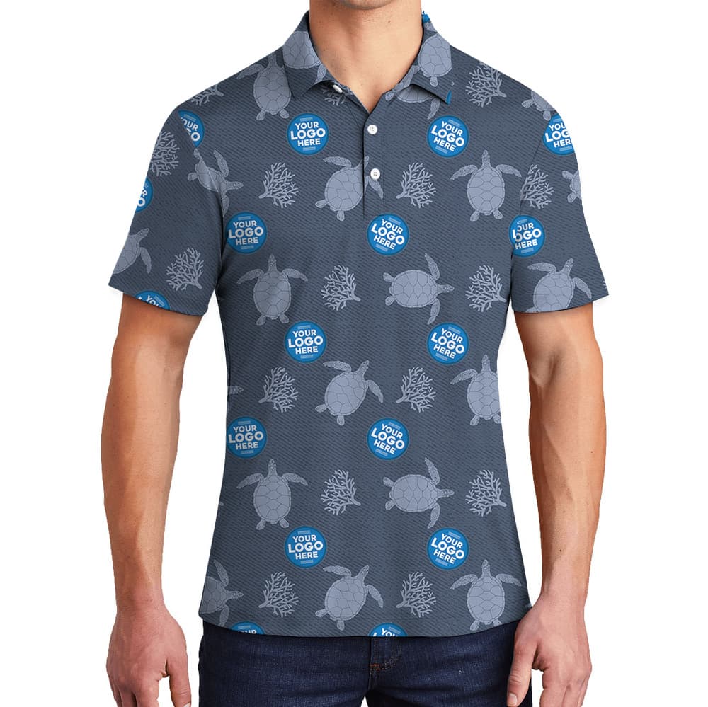 Sea Turtle Navy Polo Shirt With Custom Logos4